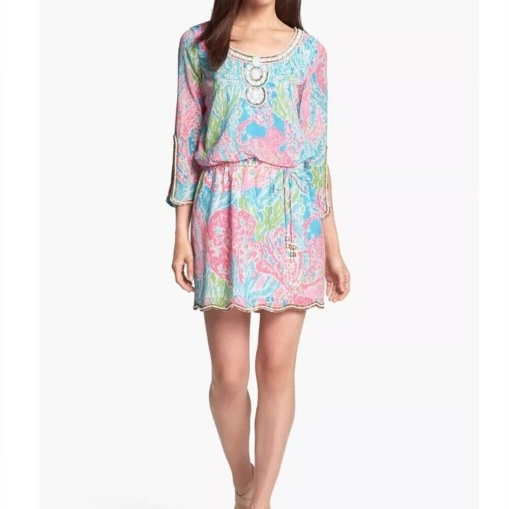 Lilly Pulitzer Delisa Let’s Cha Cha Holy Grail Beaded Dress Size Small